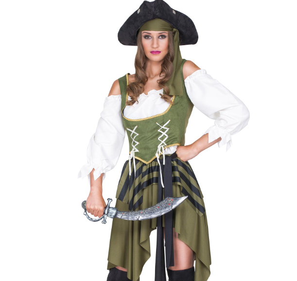 Déguisement Pirate flibustière vert femme