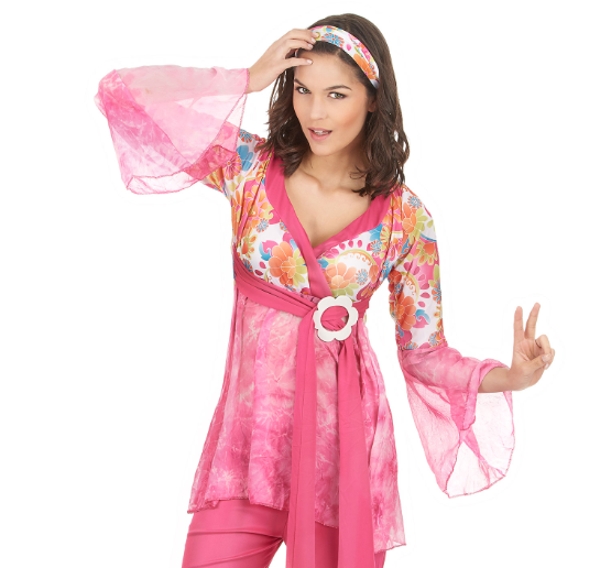 Déguisement hippie flower rose femme
