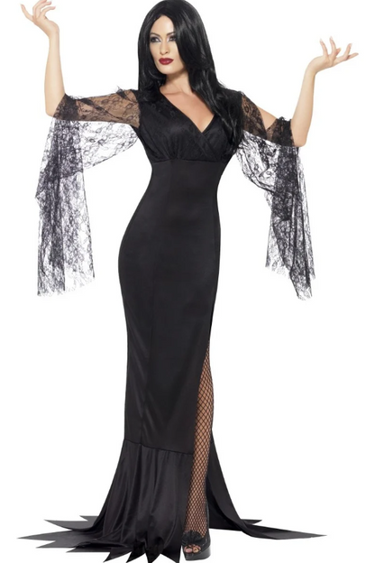 Déguisement sorcière avec dentelle noire femme Halloween
