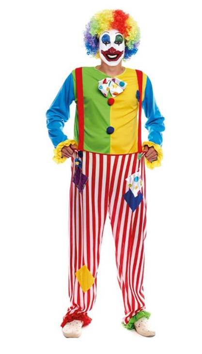Costume de clown arc-en-ciel rayé pour homme
