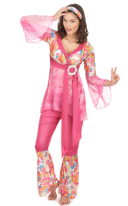 Déguisement hippie flower rose femme