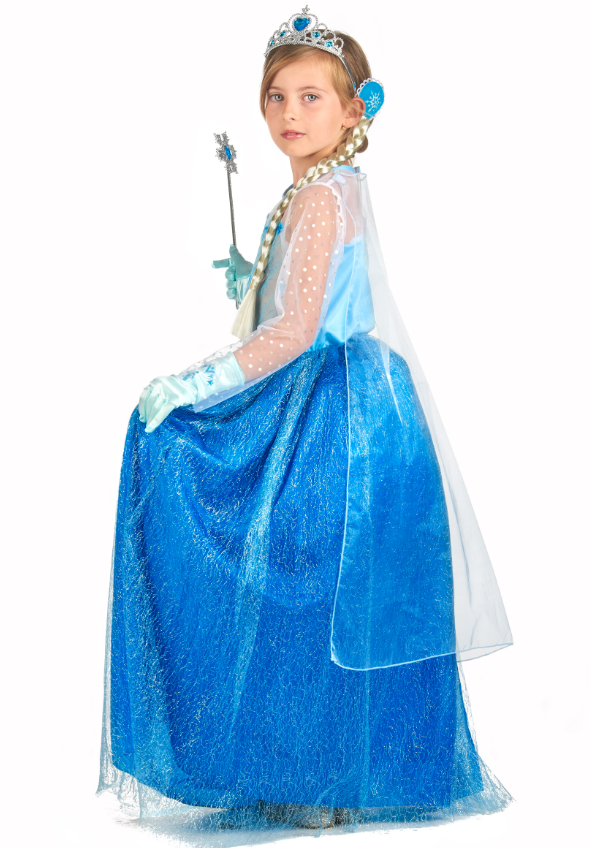 Déguisement et accessoires de princesse des glaces bleue fille