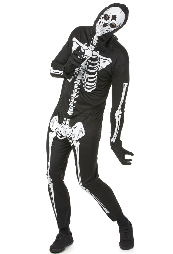 Déguisement noir squelette homme Halloween