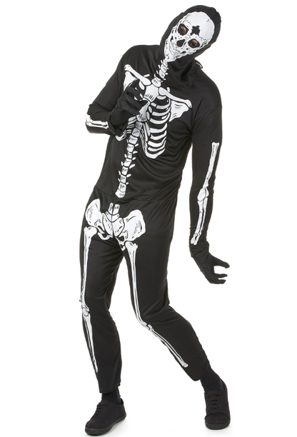 Déguisement noir squelette homme Halloween