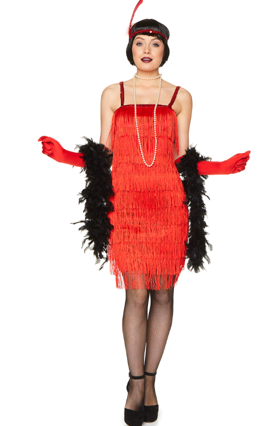 Déguisement charleston rouge à franges femme