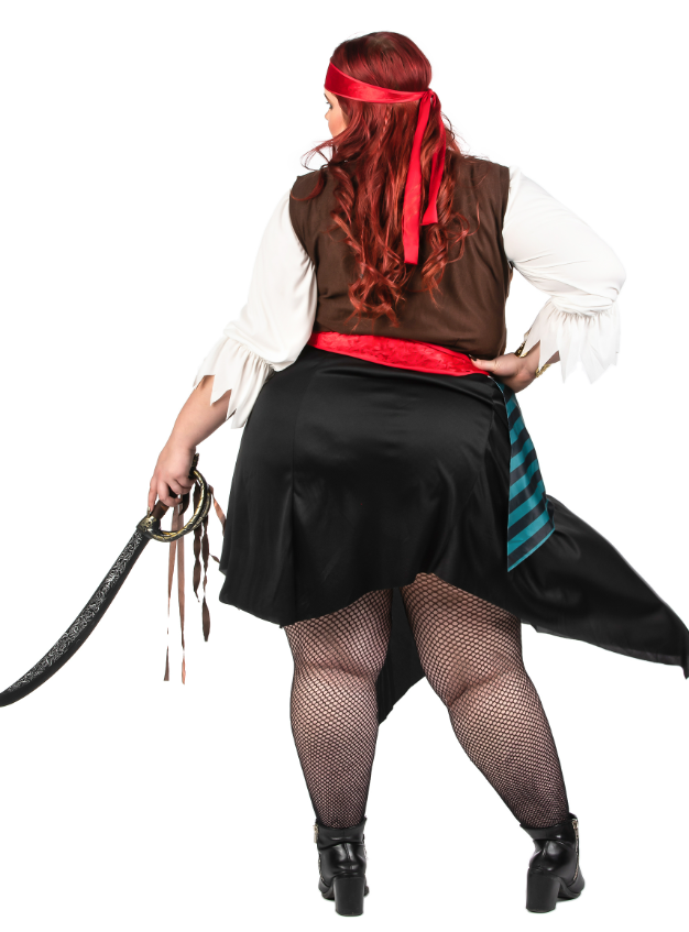 Déguisement pirate rayé bleu et noir grande taille femme