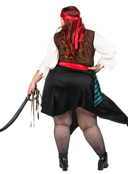 Déguisement pirate rayé bleu et noir grande taille femme