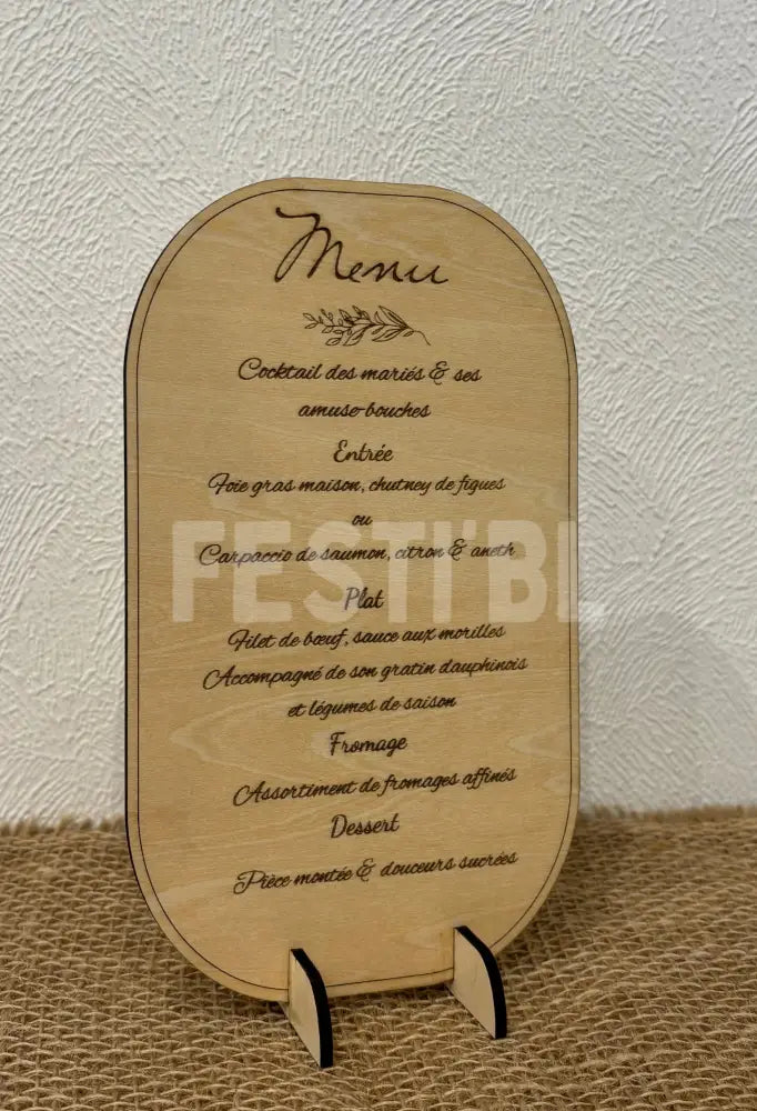 Carte de menu en bois personnalisé