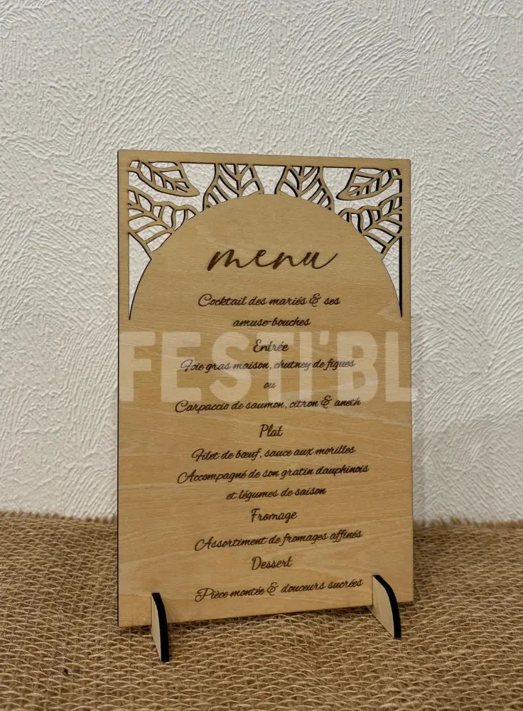 Carte de menu en bois personnalisé