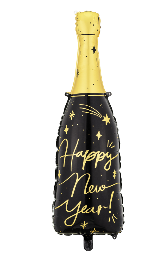 Ballon en aluminium géant bouteille Happy New Year 98 cm
