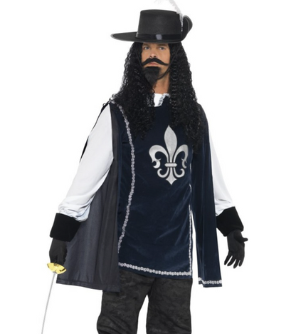 Déguisement mousquetaire bleu marine homme