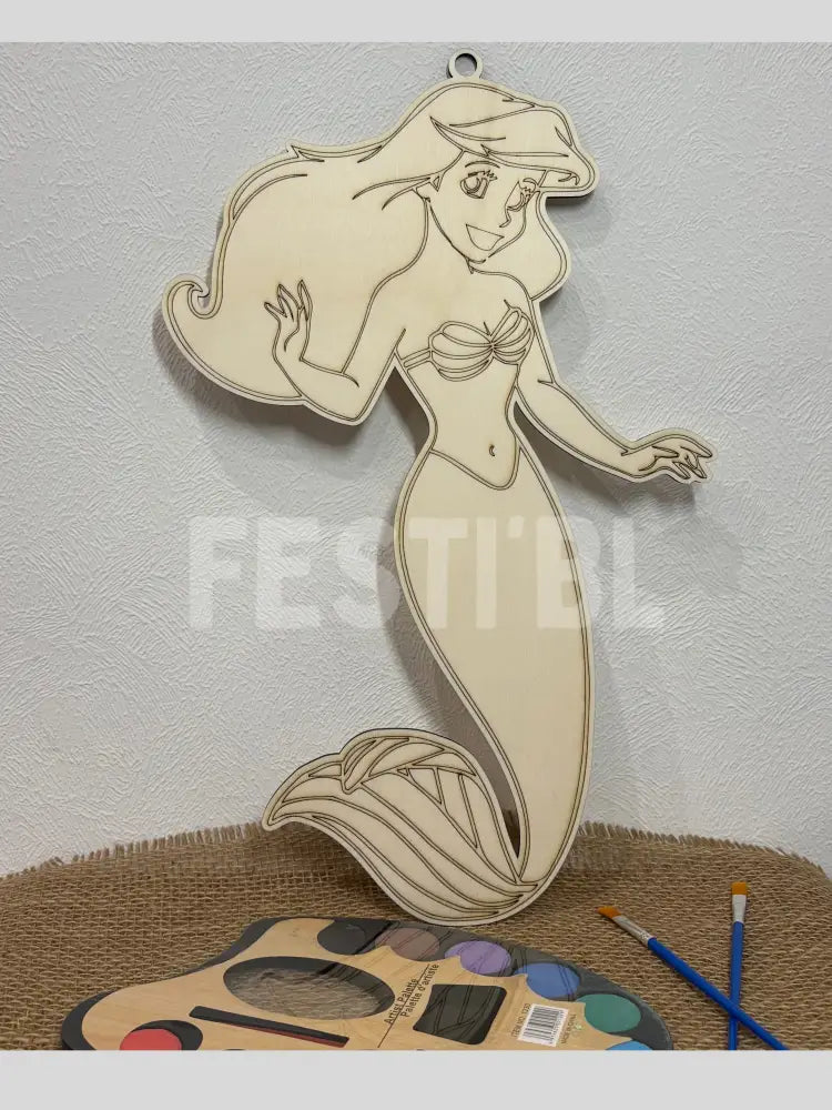 Sirène en bois a dessiner pour enfants